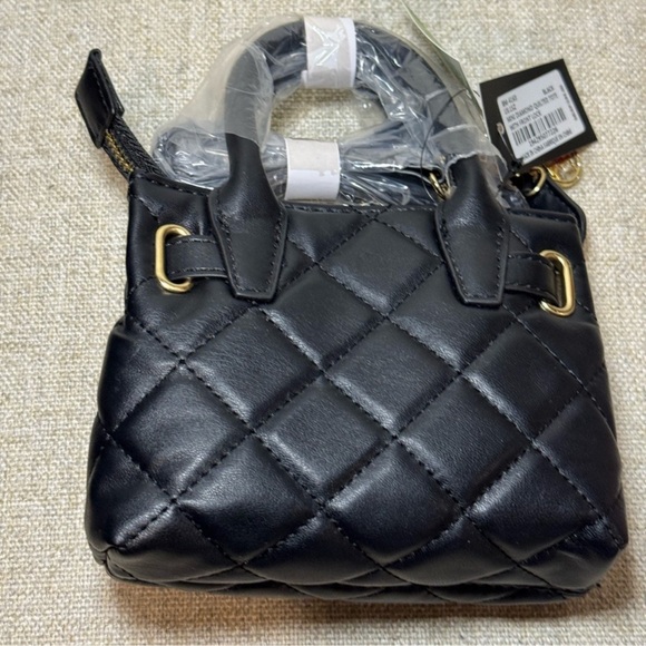 NWT Badgley Mishka Black Mini Diamond Quilted Tote with Front Lock - Picture 2 of 3